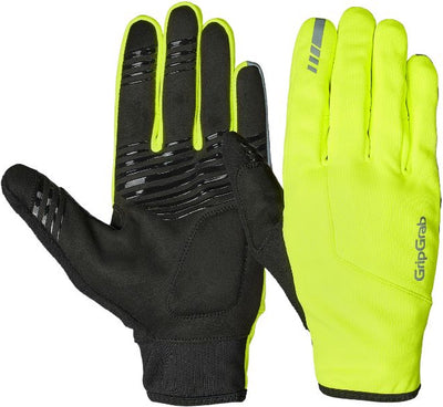 Gripgrab - Hurricane 2 gants de cyclisme coupe-vent printemps automne doigt long avec rembourrage - jaune haute visibilité - unisexe - taille s
