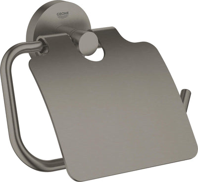 Porte-rouleau de papier toilette Grohe essentials - avec couvercle - graphite dur brossé (anthracite mat) - 40367al1