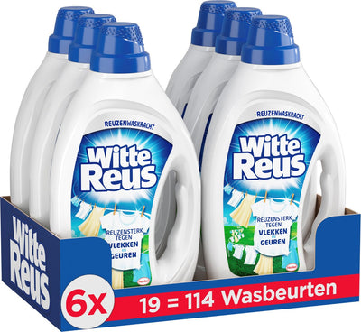 Gel géant blanc - lessive liquide - lessive blanche - 6 x 19 lavages - pack économique