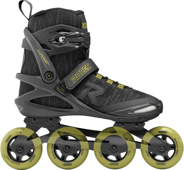 Roces warp thread tif 84 rollers en ligne unisexe – roues 4x84mm – rollers fitness – noir vert – taille 46