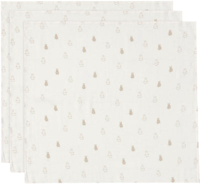 Jollein x Miffy - tissu hydrophile petit 70x70cm - langes, langes, langes pour bébé - coton doux - happy miffy - nougat - 3 pièces