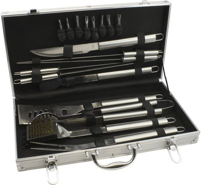 Leopold Vienna - Ensemble d'ustensiles de barbecue 18 pièces dans un étui à grillades - Accessoires pour barbecue