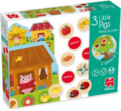 Goula jumbo - - loto mémo 3 petits cochons - puzzle enfant - 24 pièces