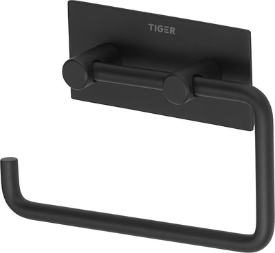 Tigre carré - porte-rouleau papier toilette sans rabat - sans perçage - ruban adhésif 3m - noir mat