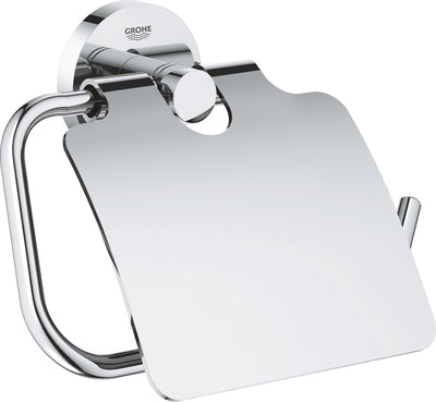 Porte-rouleau de papier toilette Grohe essentials - avec couvercle - chrome