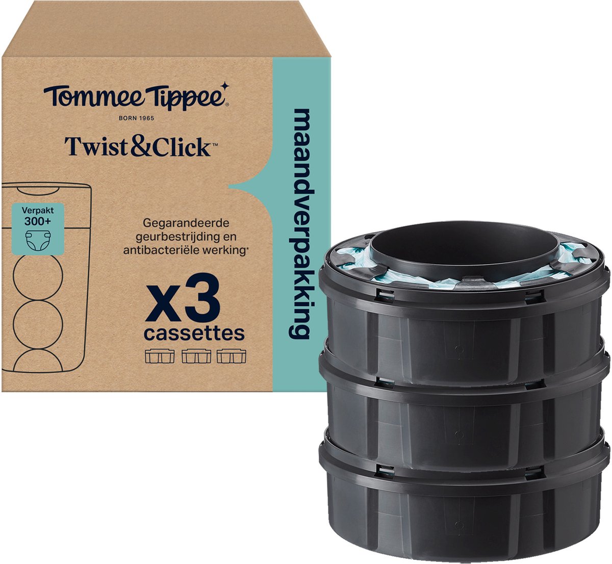 Recharges seau à couches twist click Tommee tippee - lot de 3 - cassettes de recharge 3 x 10,5 m