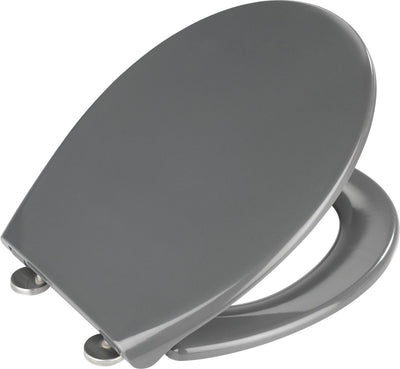 Abattant de toilettes Wenko samos - duroplast antibactérien gris foncé - fermeture soft close easy-close - fixation fix-clip en acier inoxydable - abattant de toilettes - abattant de toilettes - gris foncé