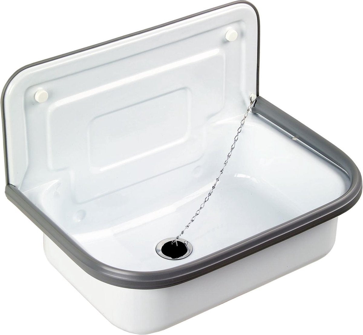Lavabo sans marque sans marque 50 cm - vasque en tôle d'acier avec pare-chocs - vasque à poser pour garage buanderie - plan de vasque mural - blanc