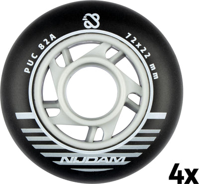 Jeu de roues pour patins à roues alignées Nijdam - 72x24 mm - 4 pcs - noir noir
