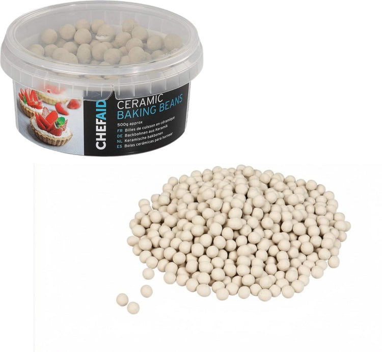 Chef aid fèves à pâtisserie en céramique 500g - billes de cuisson réutilisables pour cuisson à l'aveugle - gâteaux et quiches