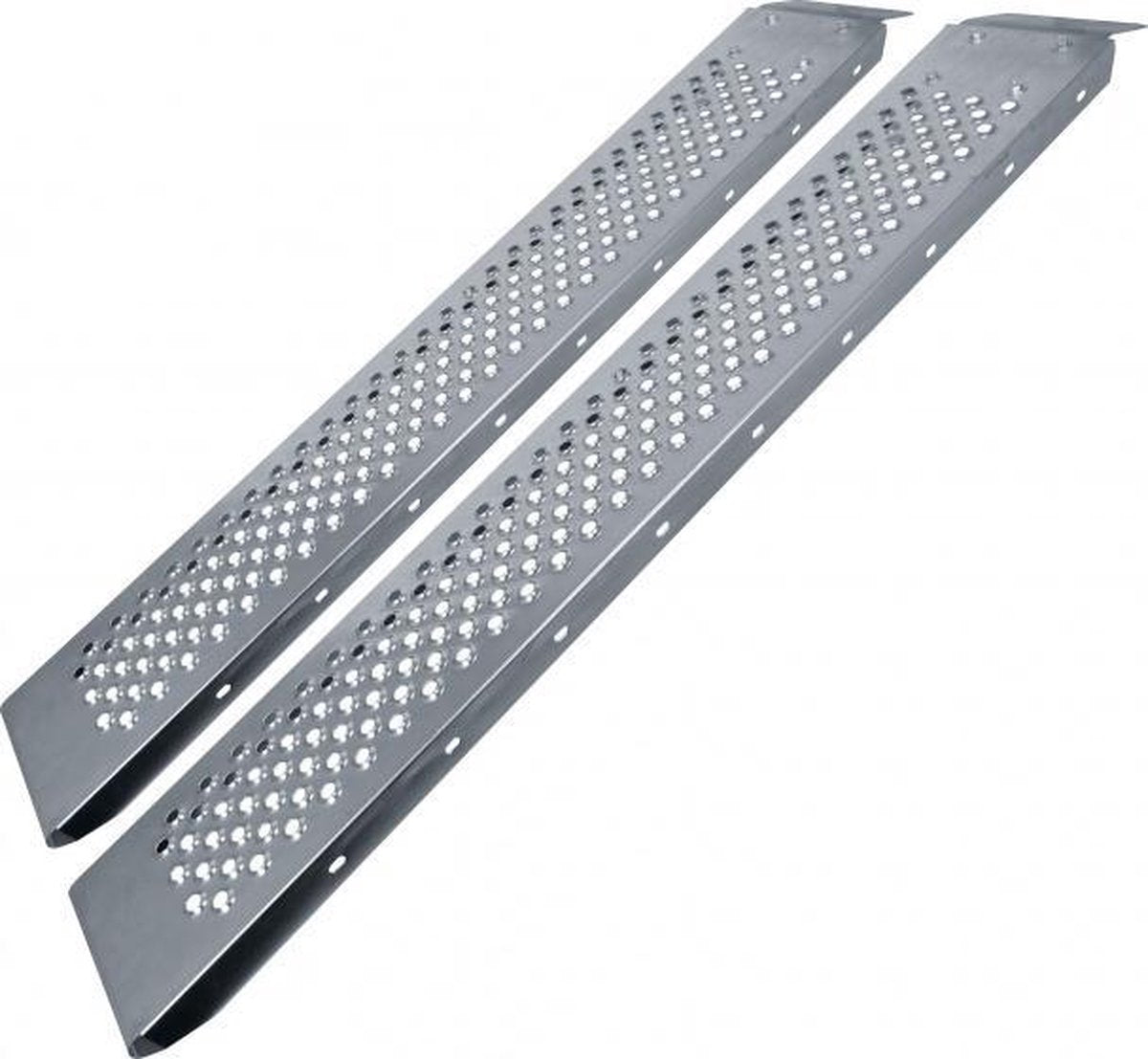 Rampes en acier Carpoint - capacité de charge de 225 kg chacune - angle d'inclinaison maximum 45° - solution de rampe sûre et stable - profil antidérapant pour accès contrôlé - 2x150cm