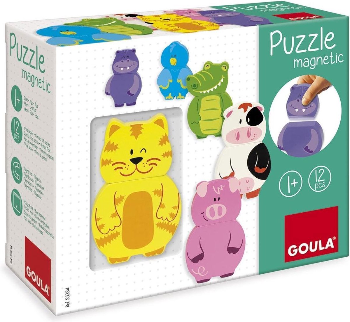 Goula jumbo - puzzle en bois animaux de la ferme - magnétique - 9 pièces