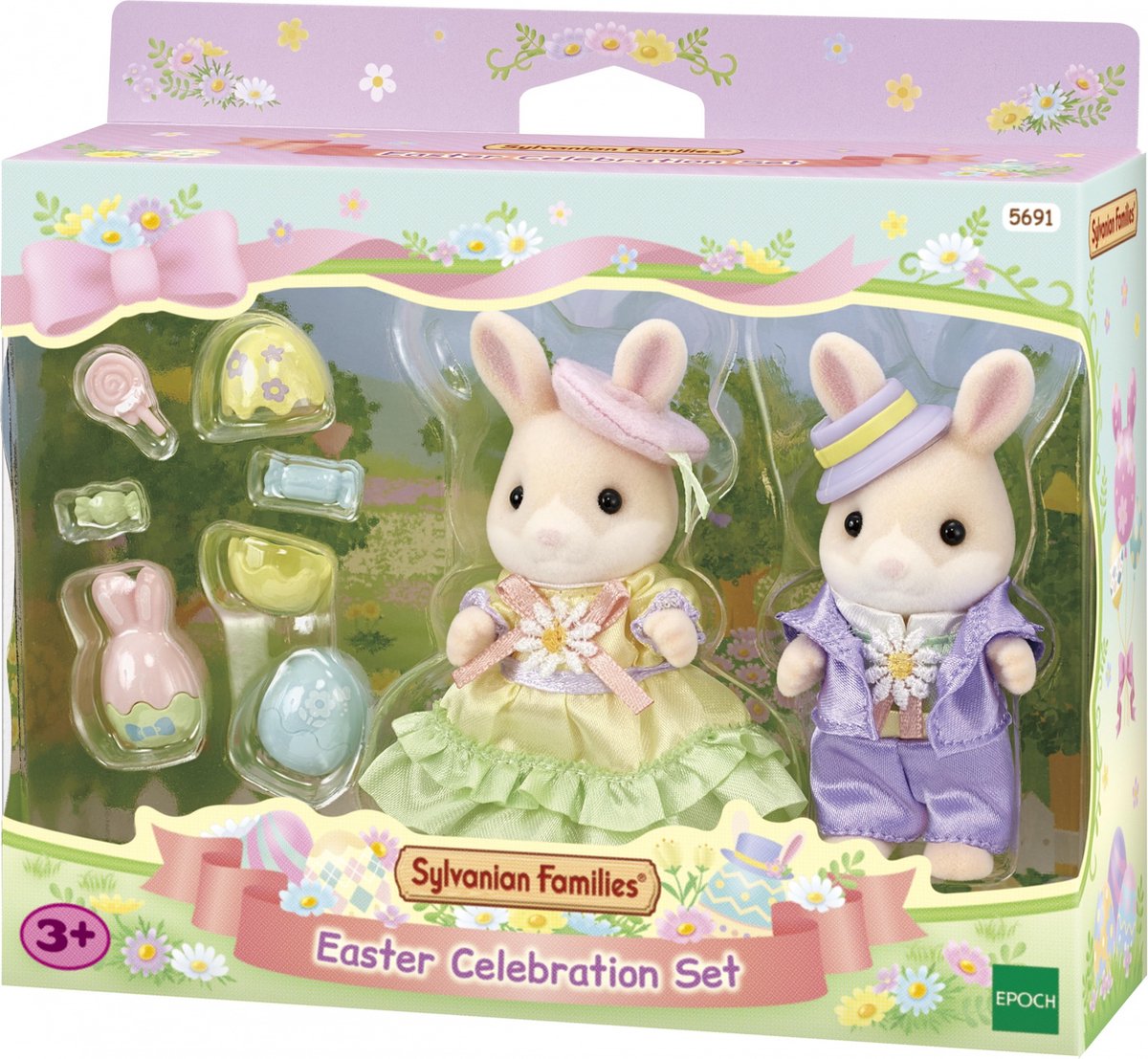 Sylvanian family 5691 ensemble joyeuses Pâques - 2 figurines de jeu douces et veloutées - lapins
