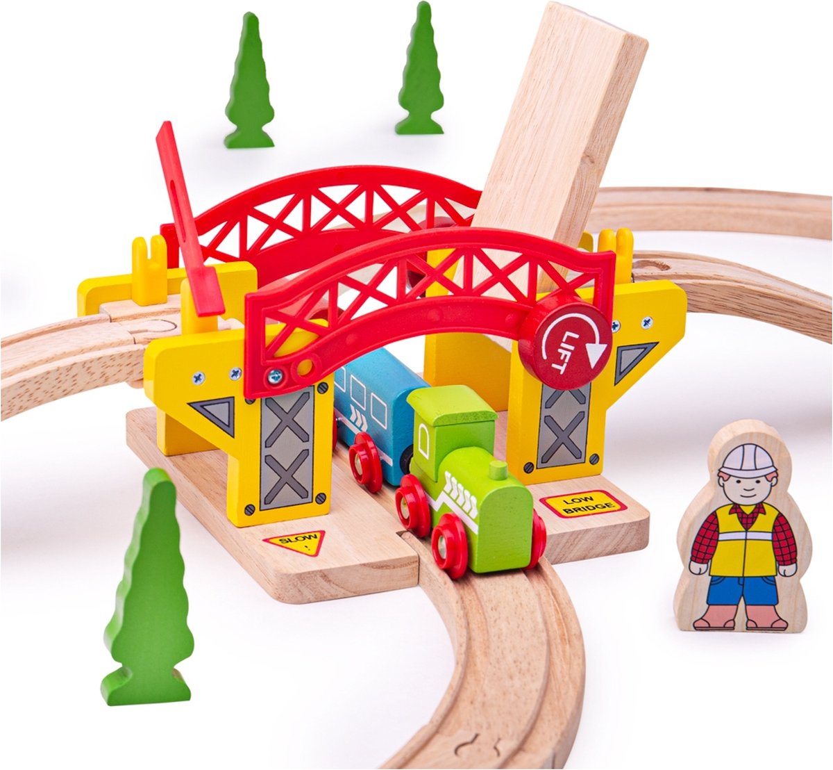 Bigjigs en bois rails hefbrug