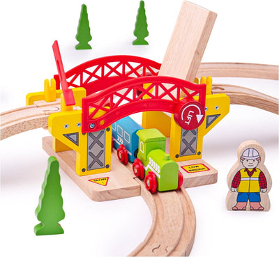 Bigjigs en bois rails hefbrug