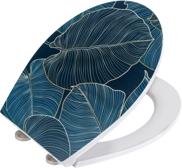 Abattants de siège de toilettes Wenko - duroplastique antibactérien avec impression structurée - fermeture soft-close easy-close - fixation fix-clip en acier inoxydable - décor de siège de toilette avec structure - siège de toilette avec impression