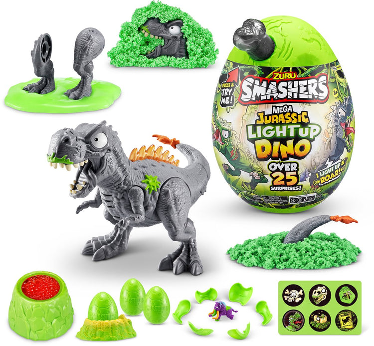 Zuru smashers zuru - smashers - œuf de dinosaure lumineux méga jurassique - figurine de jeu - t - rex