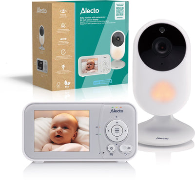 Alecto babyphone avec caméra - collection principale - écran 2,8 pouces - extensible à 2 caméras - veilleuse - dvm2028 - blanc