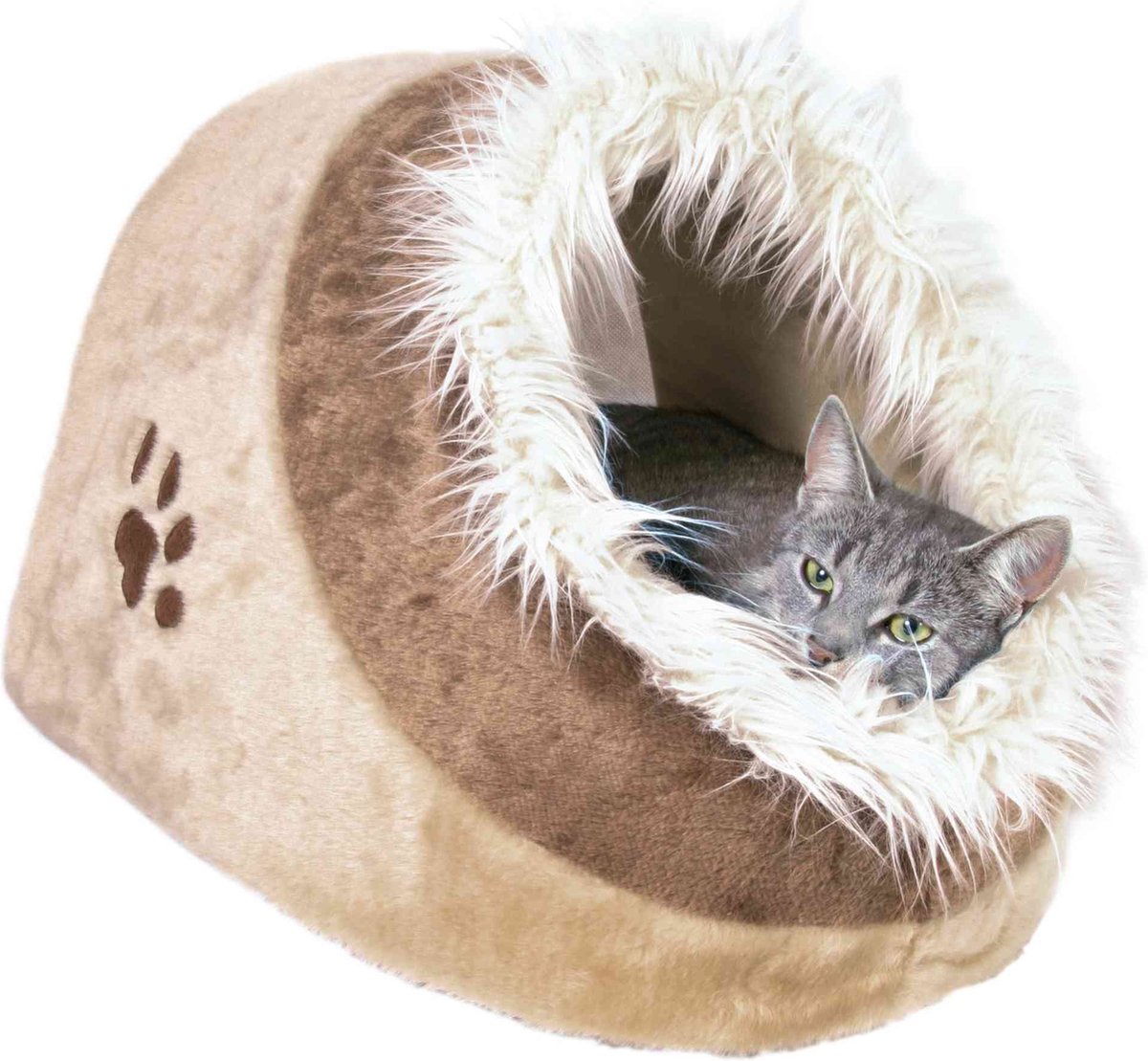 Trixie panier chat igloo minou rose gris - 36x26x41 cm