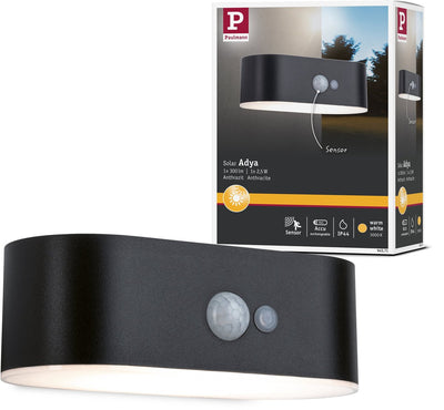 Applique murale LED solaire Paulmann pour détecteur de mouvement extérieur adya IP44 3000K 200lm noir