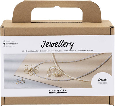 Creativ company mini hobby set bijoux, collier avec pendentif avec fil métallique, plaqué or, 1 boîte