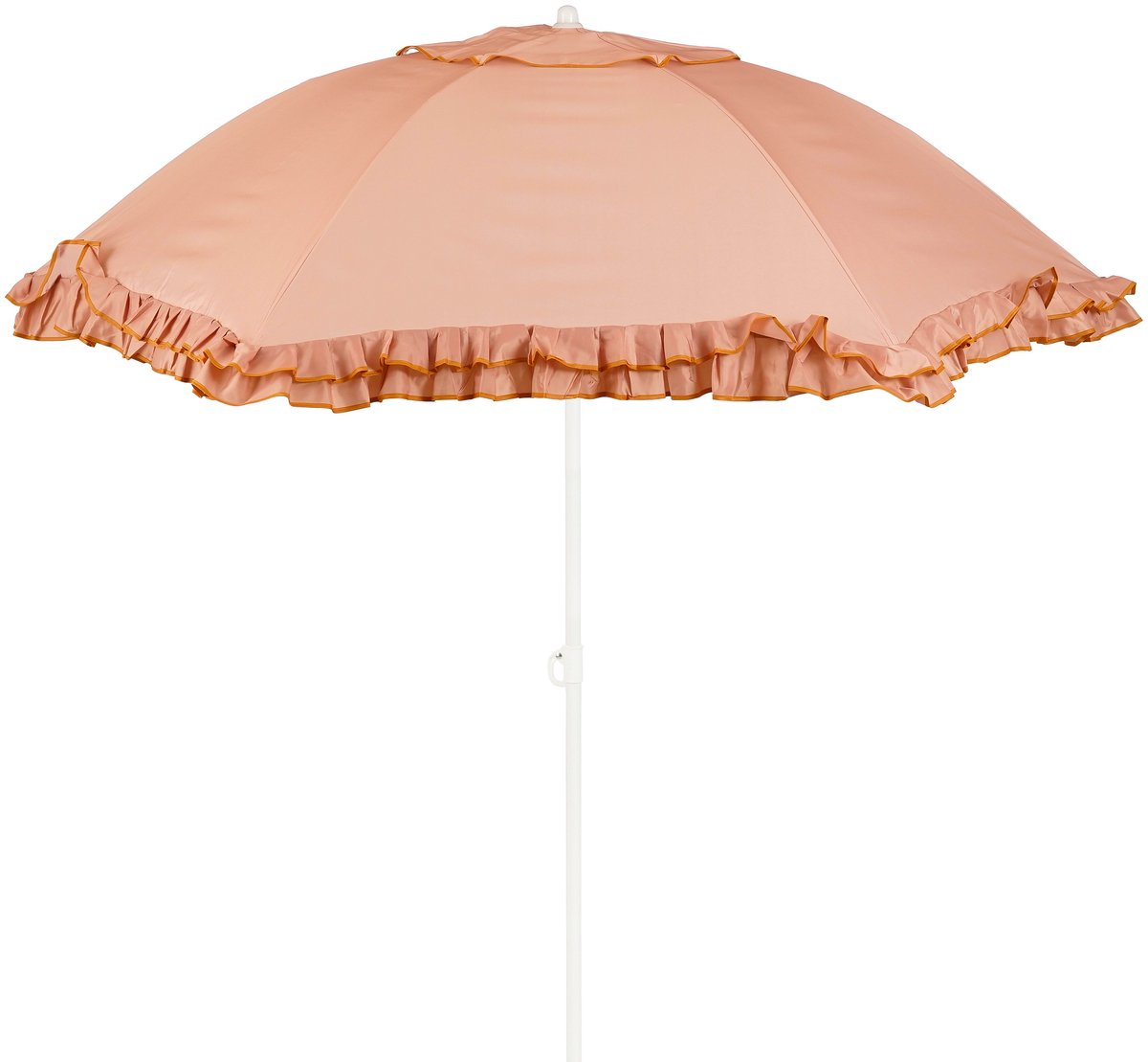 Mica decorations parasol inclinable à volants - parasol bâton 238 x ø195 cm - parasol de jardin ou balcon - polyester, acier - pêche