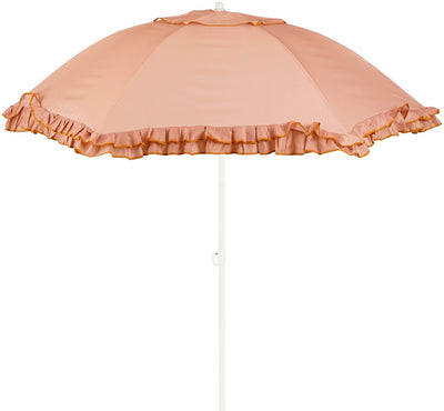 Mica decorations parasol inclinable à volants - parasol bâton 238 x ø195 cm - parasol de jardin ou balcon - polyester, acier - pêche