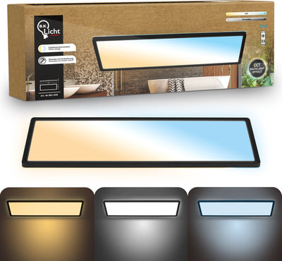 B.K.licht - plafonnier de salle de bain à intensité variable - plafonnier avec télécommande - éclairage de salle de bain avec CCT - ip44 - 58 x 20 cm - noir