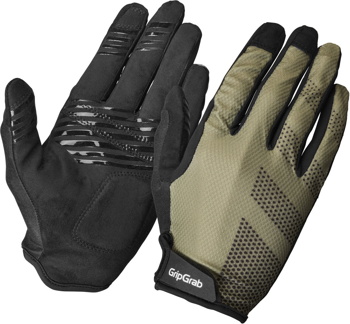 Gripgrab - ride lite gants de cyclisme d'été à doigts longs vtt gravel avec rembourrage - unisexe - vert olive