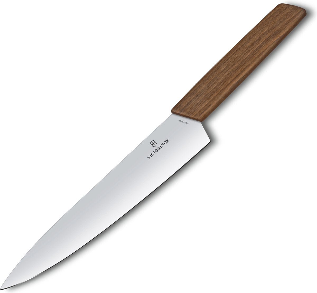 Couteau de chef moderne suisse Victorinox - 22 cm - acier inoxydable bois de noyer - coffret cadeau
