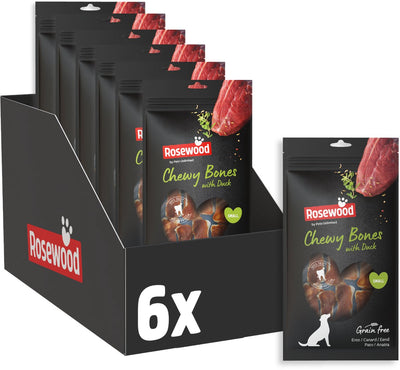 Os à mâcher en bois de rose canard petit - os à mâcher pour petits chiens - avec peau de canard - sans céréales - sans additifs artificiels - 6 sachets de 80g