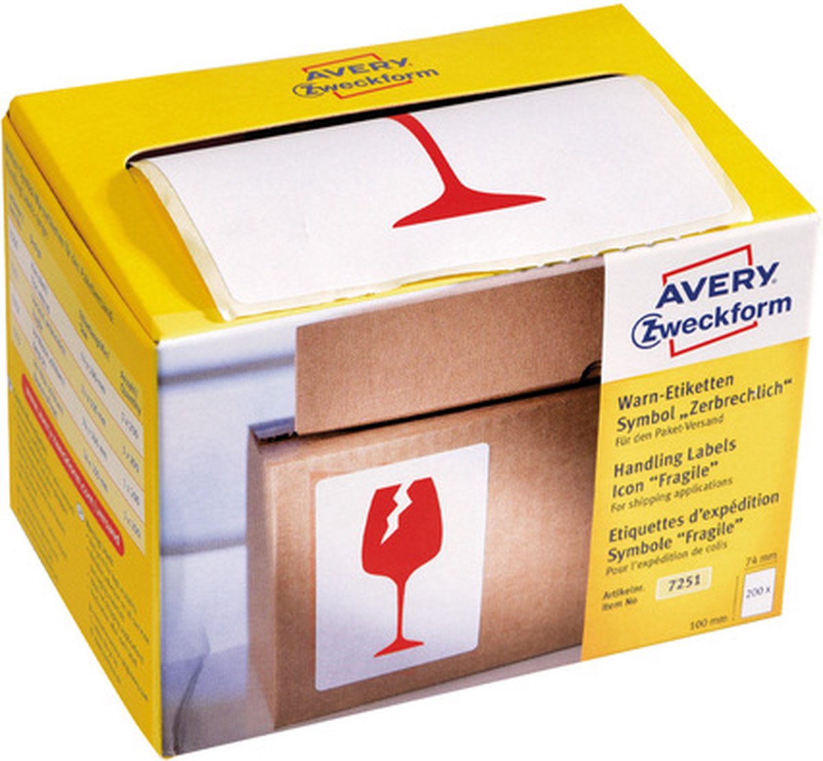 Étiquette d'expédition Avery 'fragile' - étiquette d'avertissement 200 pcs
