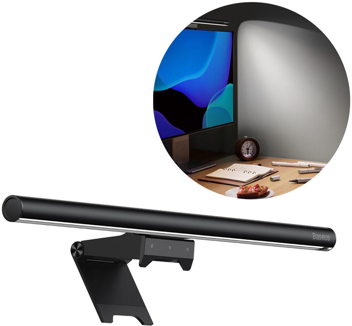 Lampe de moniteur Baseus - lampe de bureau LED - dimmable - commande tactile - réglable - température de couleur réglable - noir