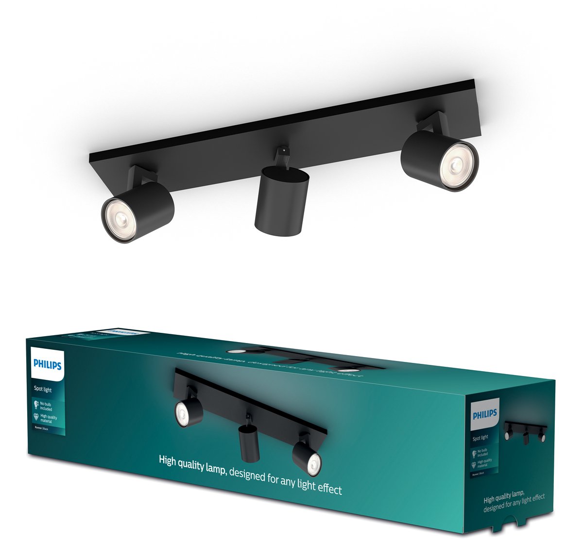 Philips LED Spot en saillie Philips Runner - 3 lumières - noir