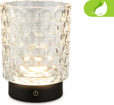 Briloner sunora - lampe de table LED sans fil ip44 - 7560015 - dimmable - tactile - sans fil - résistant aux éclaboussures - batterie et source lumineuse remplaçables - ø11 x 15 cm - transparent