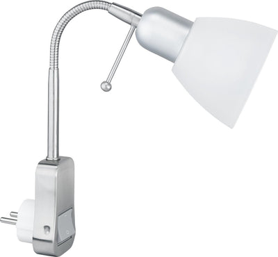 Trio Ligara - spot à fiche - nickel mat - excl. 1x e14 10w - flexible - interrupteur installé