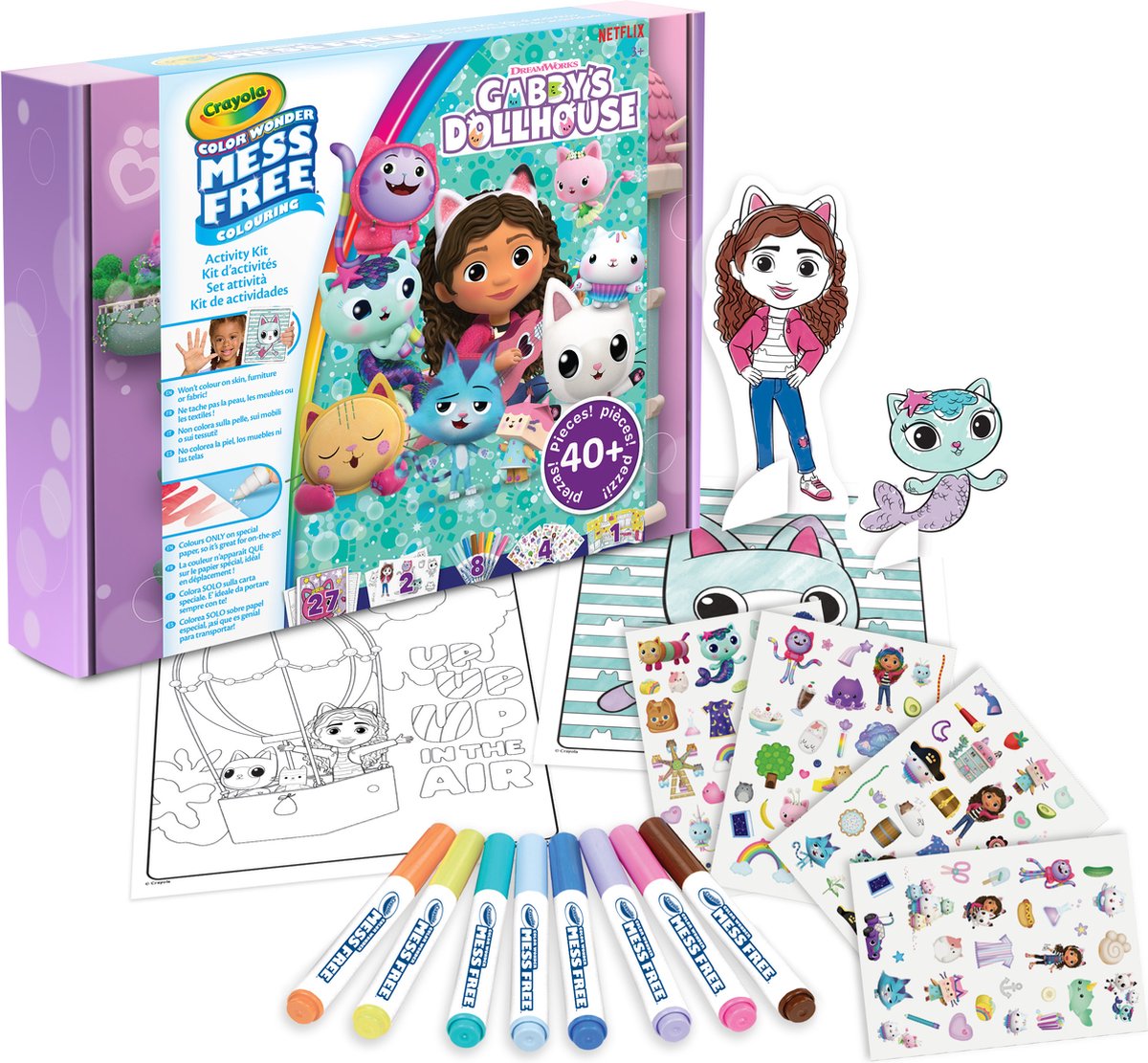 Crayola - merveille de couleur - forfait passe-temps - coffret cadeau sans taches pour maison de poupée gabby - pour enfants
