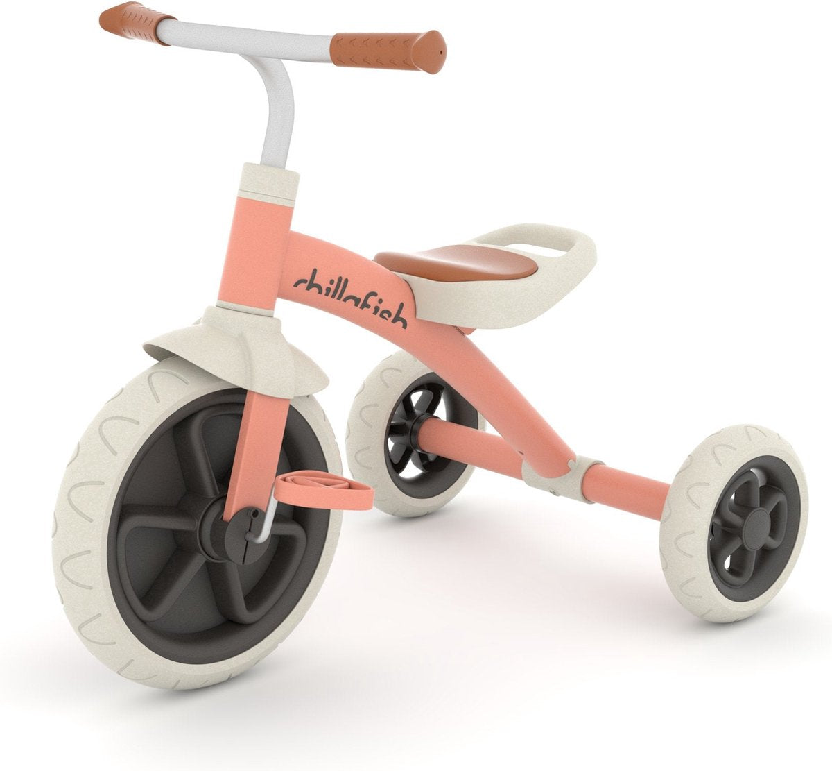 Tricycle Chillafish 1 an pour filles avec pédales antidérapantes - draisienne rétro pour tout-petits jusqu'à 5 ans - rose - léger et stable avec poignée de transport - pneus antidérapants silencieux pour intérieur et extérieur - modèle Ziggi