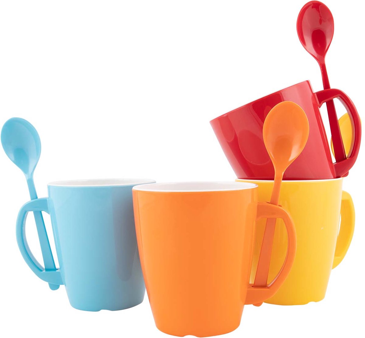 Gimex color line mug avec cuillère - arc-en-ciel - 390 ml - 4 pièces