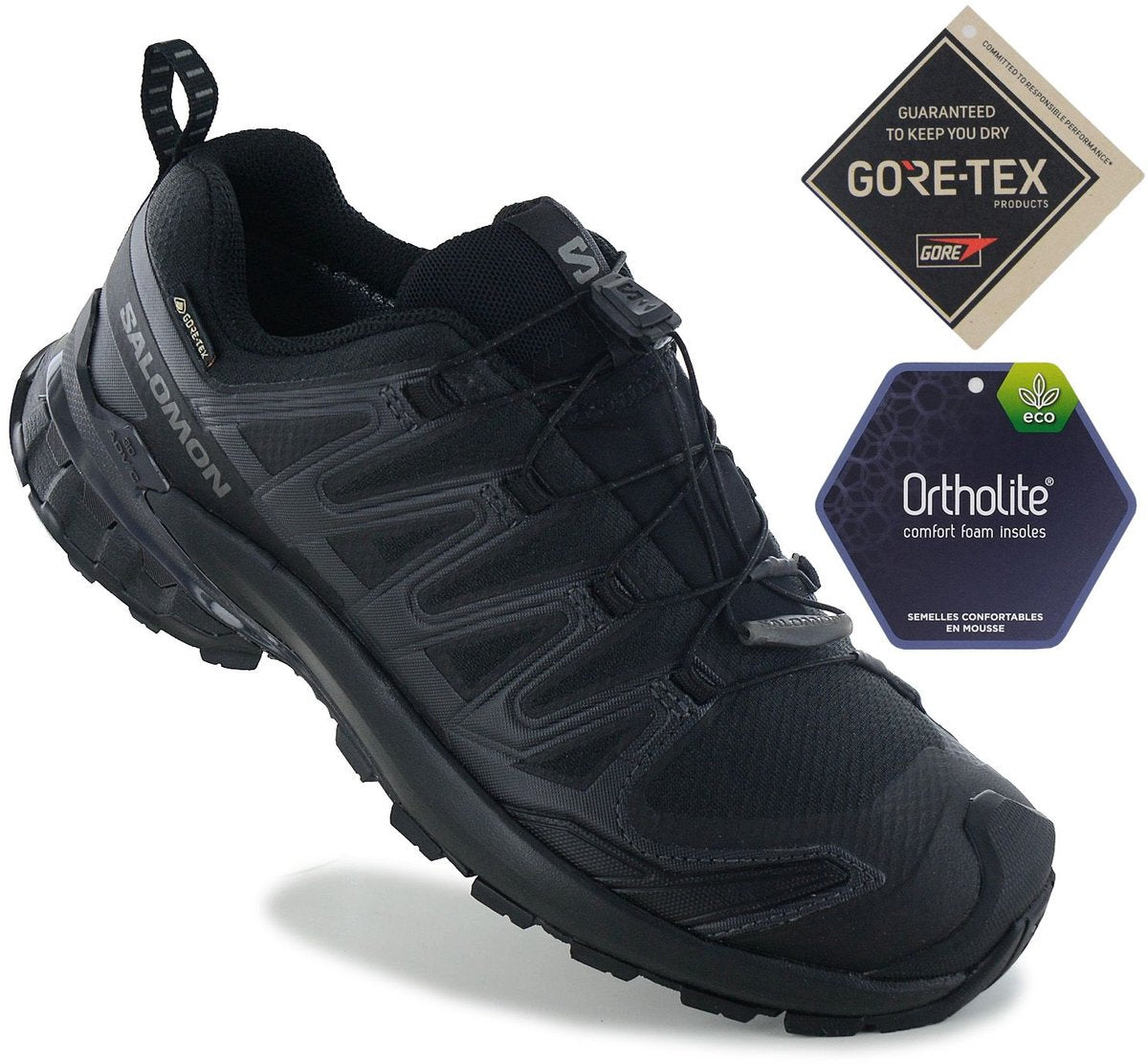 Salomon - xa pro 3d v9 gore-tex w - bottes de randonnée basses femme - noir noir blanc