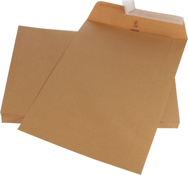 Enveloppes Gallery format 250 x 350 mm fermeture à bande kraft marron boîte de 250 pièces