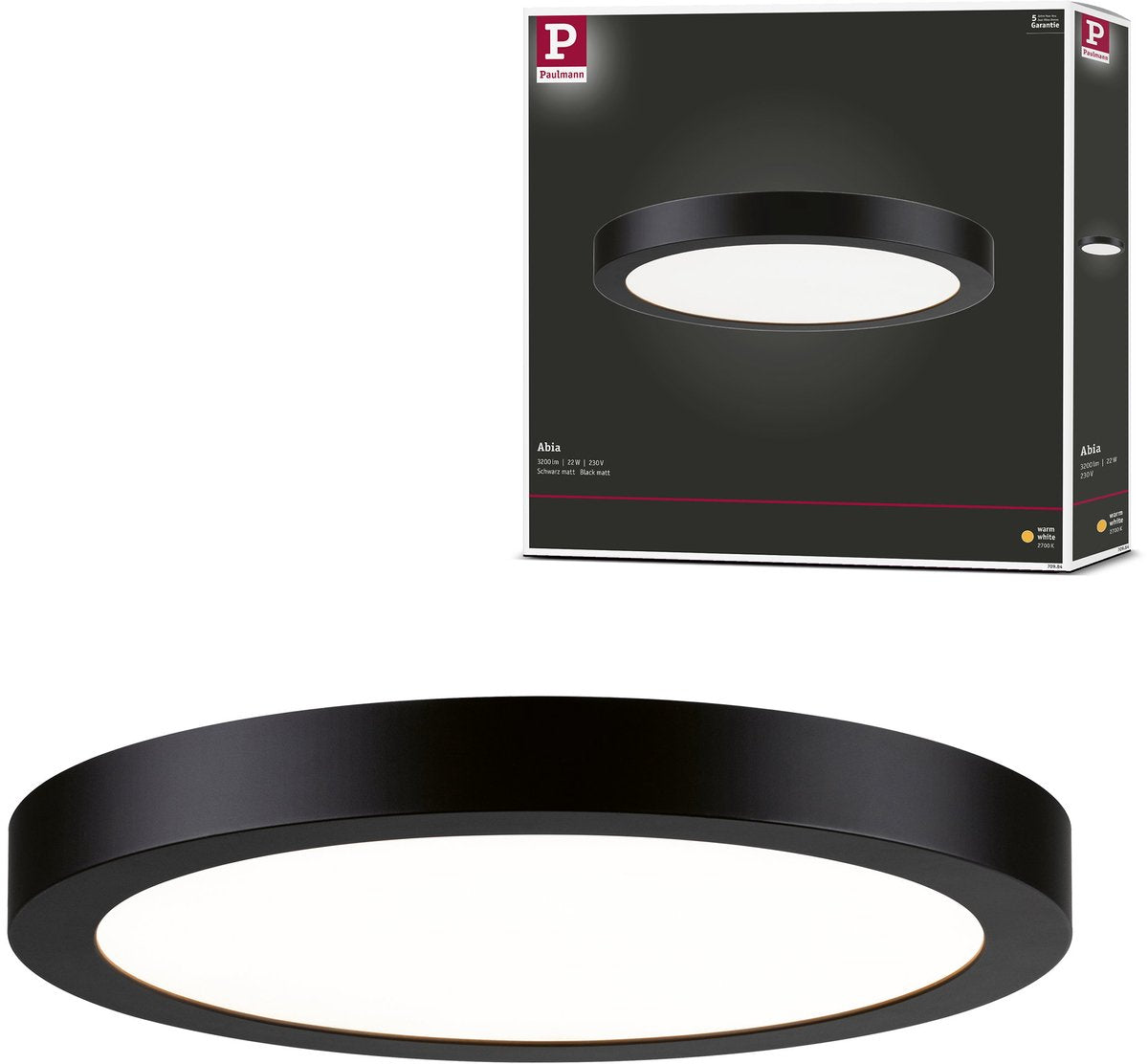 Paulmann panneau LED abia rond 300 mm 22w 2200lm 2700k noir