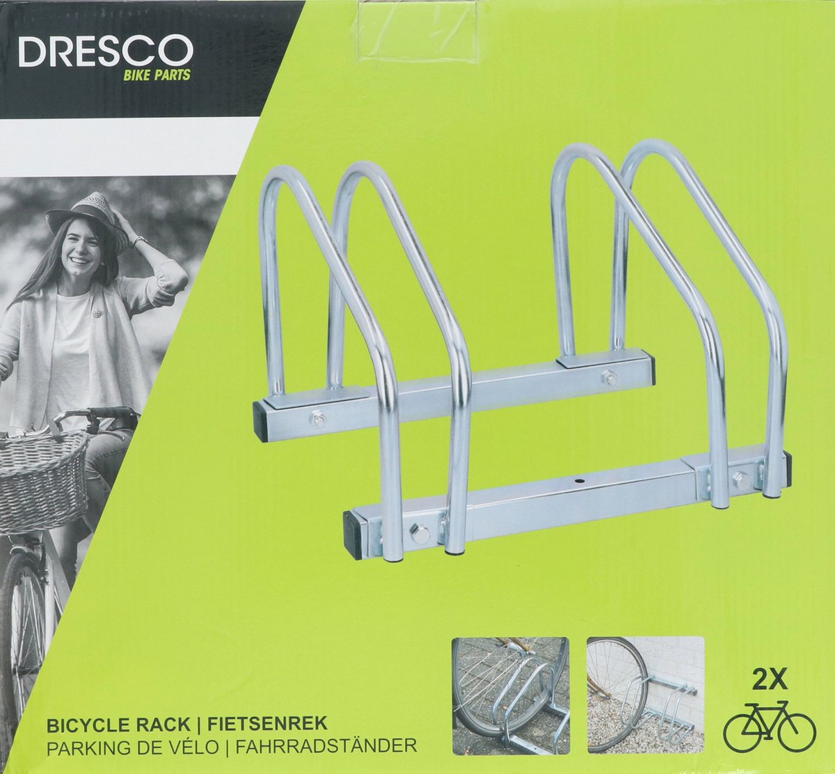 Porte-vélos Dresco pour 2 vélos, montage au sol et mural