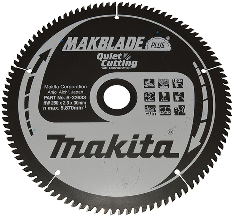 Lame de scie Makita q c 260x30x2,3 100t 5g - b-32633