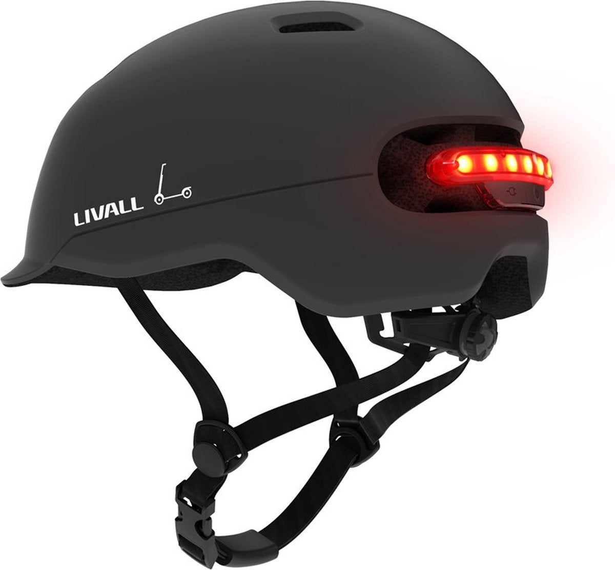 Livall c20 noir large - casque de vélo (intelligent) - fonction sos - éclairage intelligent - feu stop