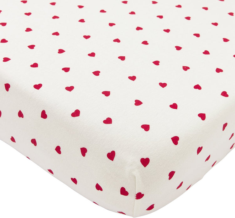 Meyco drap-housse baby sweet heart lit junior - blanc rouge - 70x140 150cm
