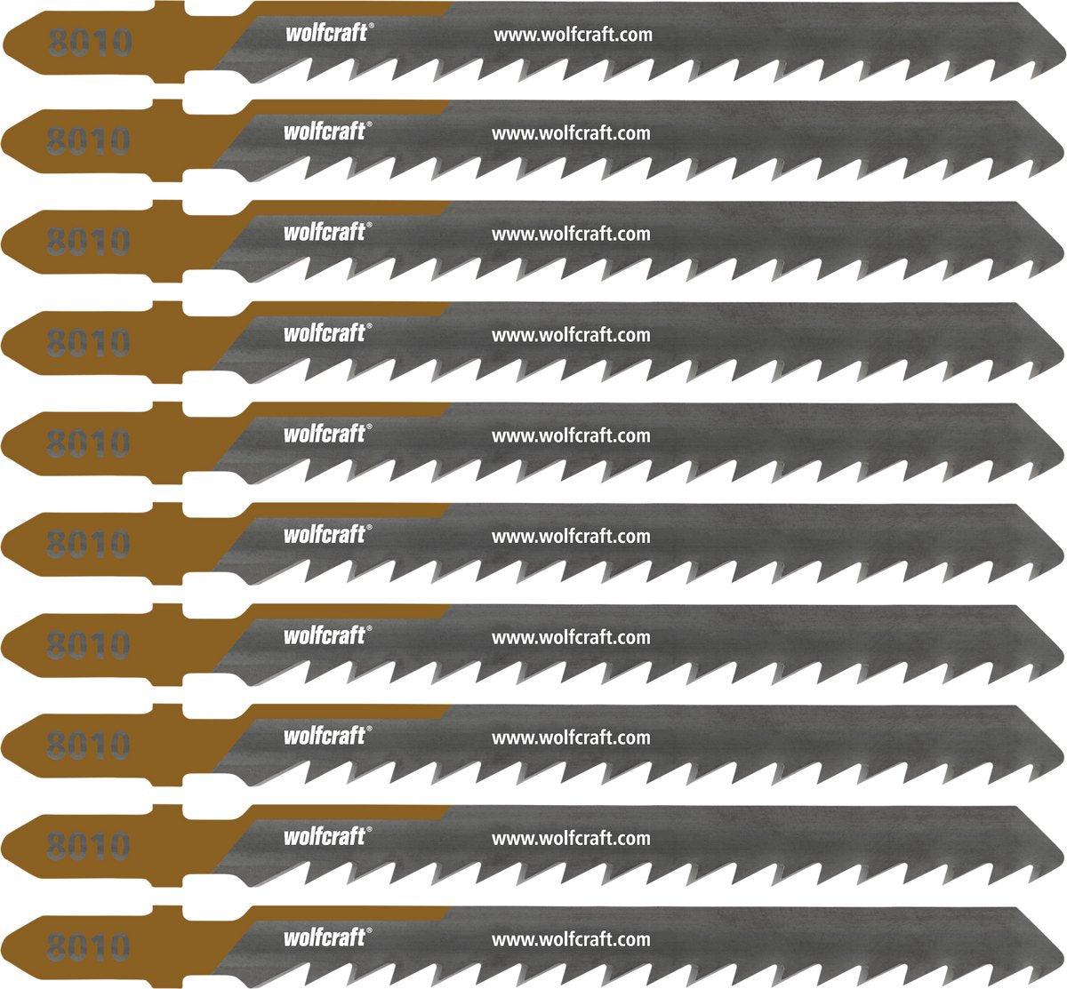 Wolfcraft - lames de scie sauteuse à bois 10 pièces - 50 mm - tige en T - hcs - 8010100