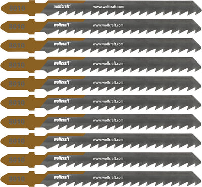 Wolfcraft - lames de scie sauteuse à bois 10 pièces - 50 mm - tige en T - hcs - 8010100