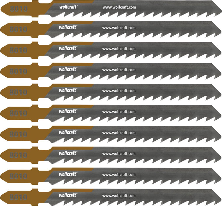 Wolfcraft - lames de scie sauteuse à bois 10 pièces - 50 mm - tige en T - hcs - 8010100