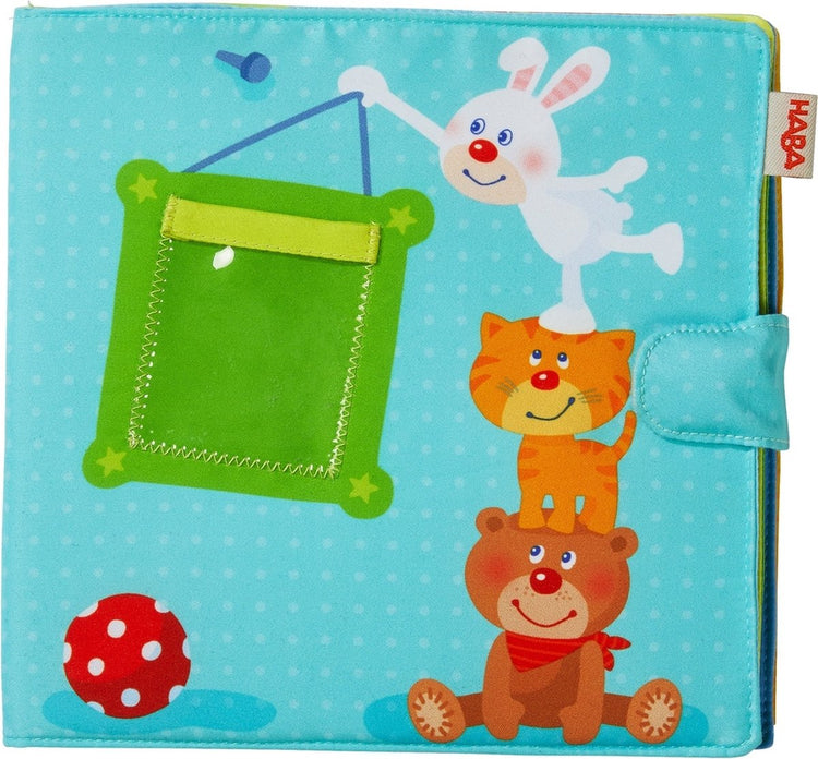 Haba livre pour bébé album photo camarades de jeu bleu 20 x 20 cm